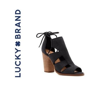 Black Gladiator Tie Up Lanita Heel by Lucky Brand